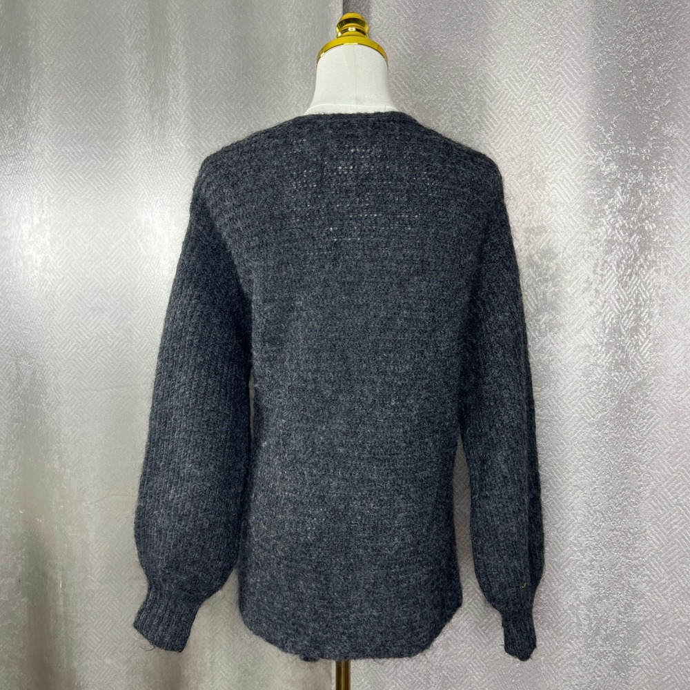 COS Women Charcoal Grey Mohair Wool Blend Wrap Tie Cardigan Sweater Size S A285A - Picture 6 of 13